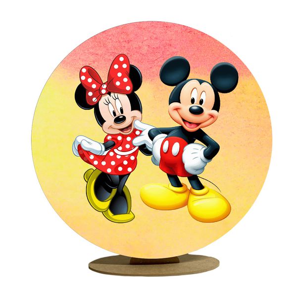 Capa Mini Painel Redondo 50x50cm Decorativo Tema Mickey e Minnie Decoração Festa