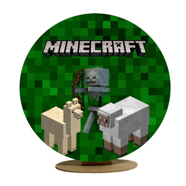 Capa Mini Painel Redondo 50x50cm Decorativo Tema Minecraft Decoração Festa Infantil