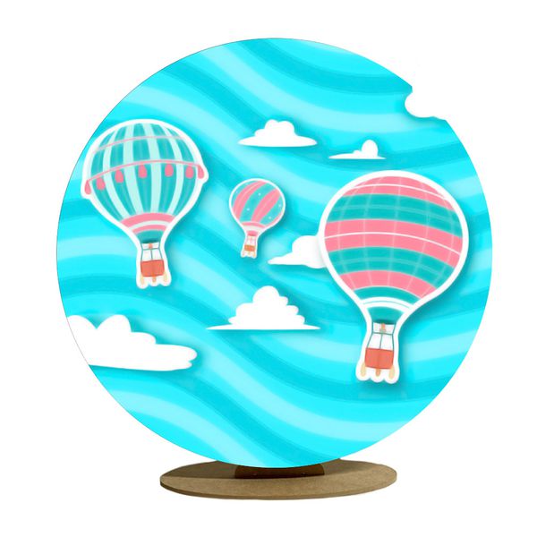 Capa Mini Painel Redondo 50x50cm Decorativo Tema Nuvens Balão Decoração Festa