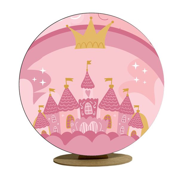 Capa Mini Painel Redondo 50x50cm Decorativo Tema Princesas Decoração Festa Menina