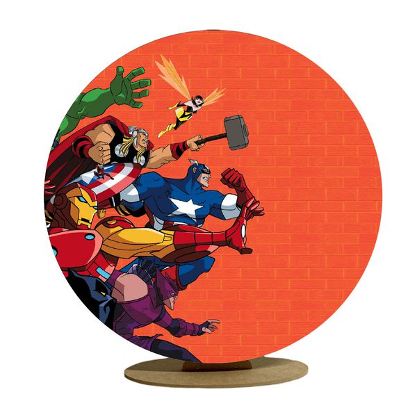 Capa Mini Painel Redondo 50x50cm Decorativo Tema Super Heróis Decoração Festa