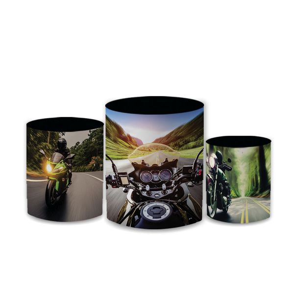 Trio Capas de Cilindros Sublimados Decorativo Tema Motocross Adrenalina Decoração Festa