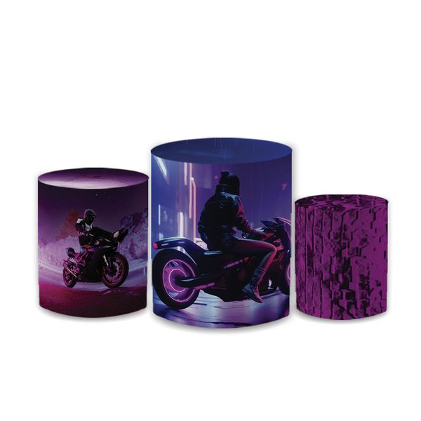 Trio Capas de Cilindros Sublimados Decorativo Tema Motocross Adrenalina Decoração Festa