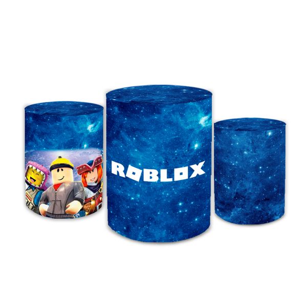 Trio Capas de Cilindros Sublimados Decorativo Tema Roblox Jogo Decoração Infantil