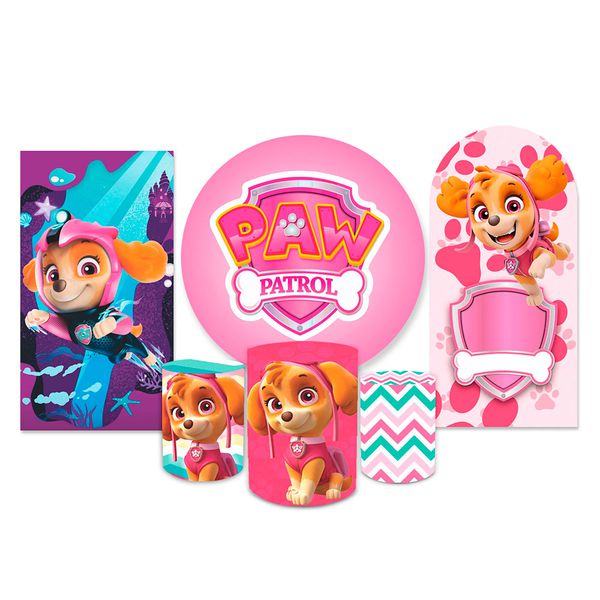 Kit Capadinho + Painel Romano Tema Sky Patrulha Canina