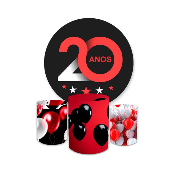 Kit Capa Painel + Trio Cilindros 20 Anos Preto Com Vermelho