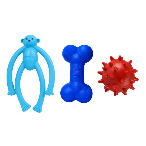 Kit Brinquedos Porte Pequeno Macaco Osso Bola - Big Bull Pet