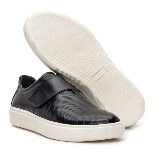 Sapatênis Masculino Casual Calçe Fácil com Vélcro Preto Bigioni