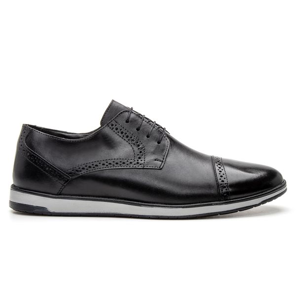Oxford Casual Masculino Derby Furos Preto