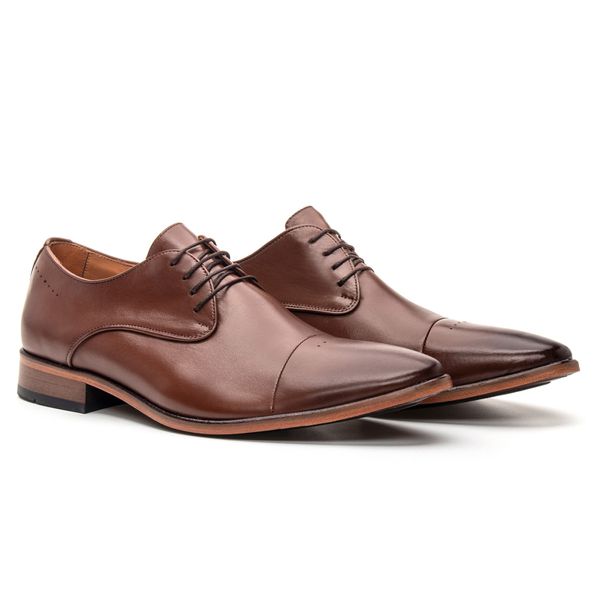 Sapato Social Premium Masculino Oxford Linha Braga Whisky Bigioni