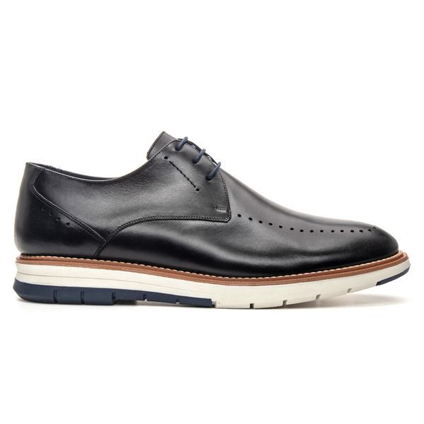 Sapato Casual Derby Masculino com Perfuros Linha Porto Preto