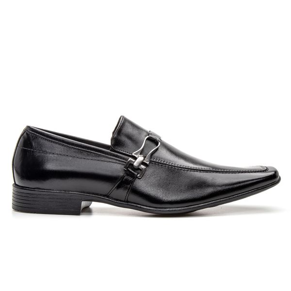 Sapato Social Masculino em Couro Bico Fino Fivela Preto