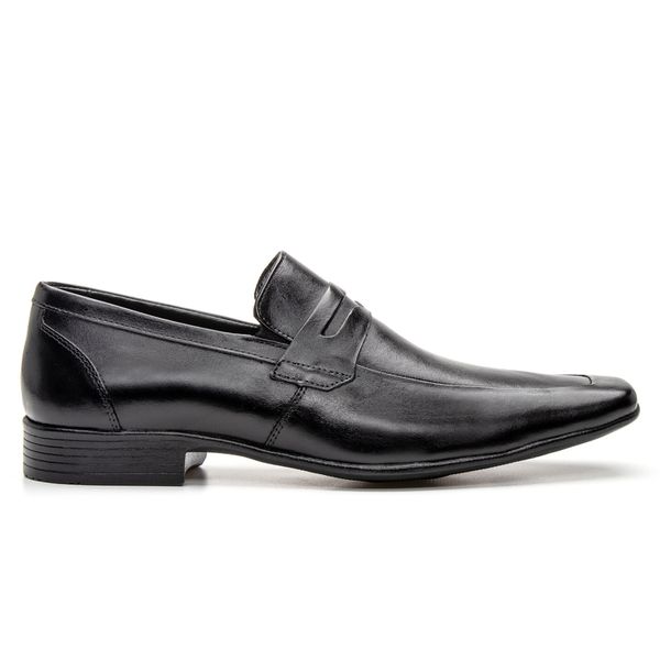 Mocassim Social Masculino em Couro Loafer Sofisticado Preto 