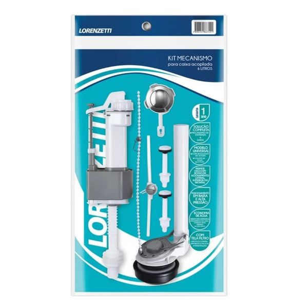 KIT MECANISMO UNIVERSAL CAIXA ACOPLADA SINGLE (7151006) LORENZETTI