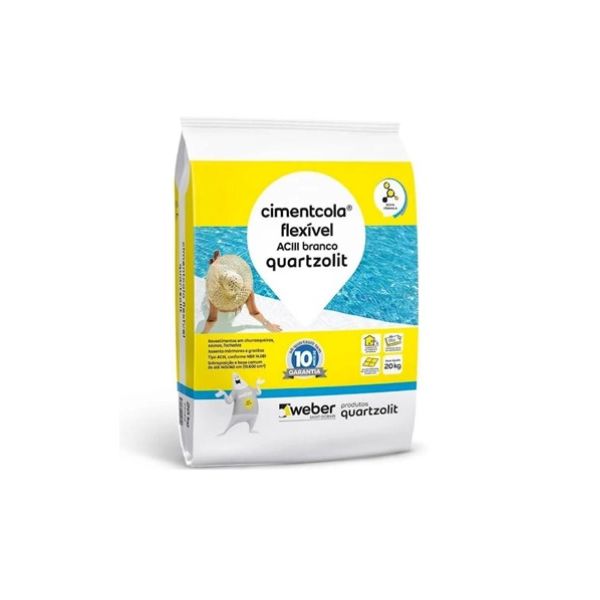 ARGAMASSA CIMENTCOLA AC3 BRANCA 20KG QUARTZOLIT