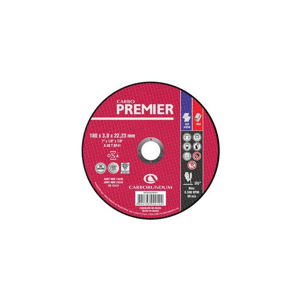 Disco de Corte Carbo Force Premier 180 x 3,0 x 22,23 MM