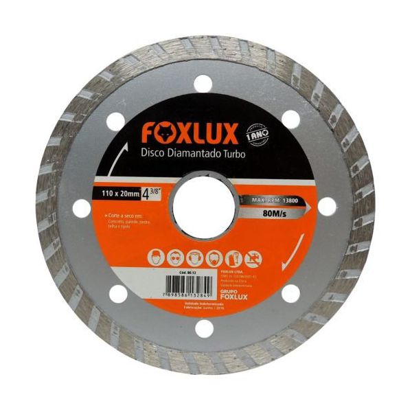 Disco Diamantado Turbo Foxlux 4 3/8” 110 x 20mm