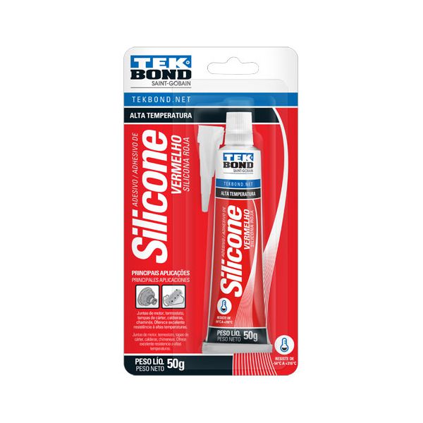 Silicone Alta Temperatura Vermelho Tekbond 50G