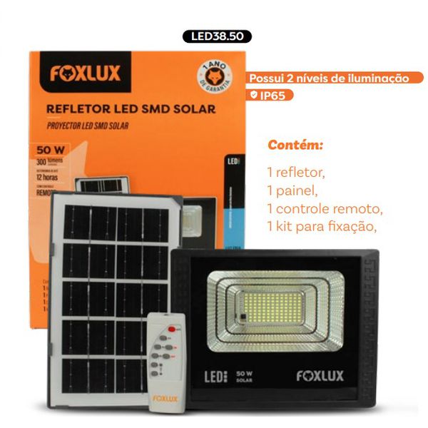 Refletor de Led 50W Preto Solar Foxlux 38.50