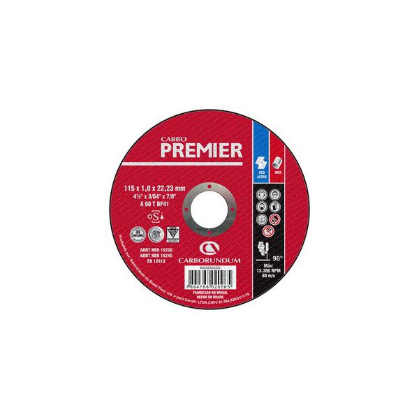 Disco de Corte Carbo Force Premier 115 x 1,0 x 22,23 MM