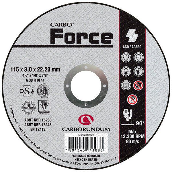 Disco de Corte Carbo Force 115 x 3,0 x 22,23 MM