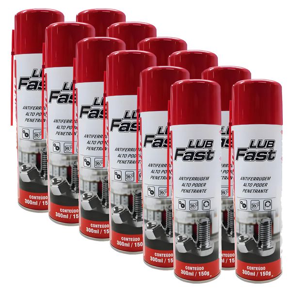 Kit C/ 12 Spray Desengripante 300 ML Lub Fast