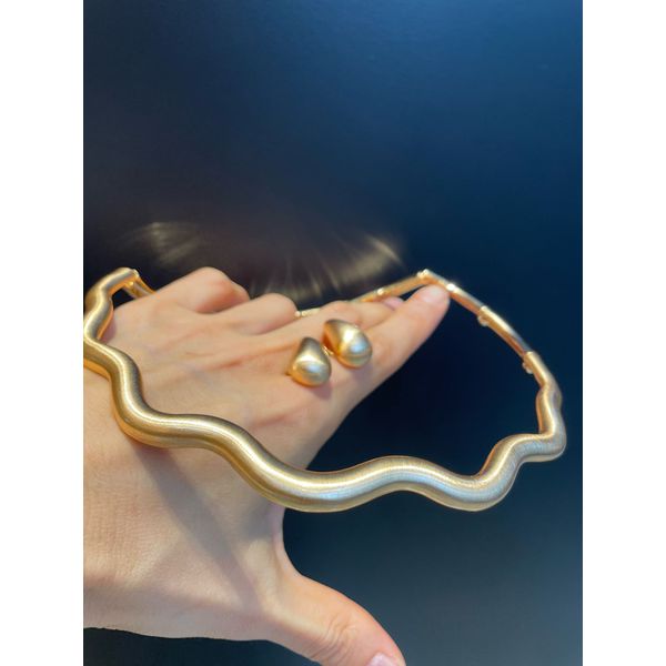 Conjunto Colar Choker e Brinco Metal Lesprit 7801451 Dourado