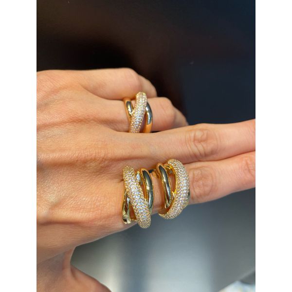 Conjunto Brinco e Anel Zircônia Lesprit 6013644 Dourado Cristal