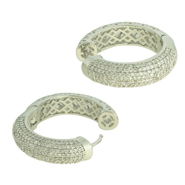 Brinco Argola Zircônia Lesprit U19K050031 Ródio Cristal