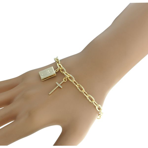 Pulseira Zircônia Metal Lesprit 00004 Dourado Cristal