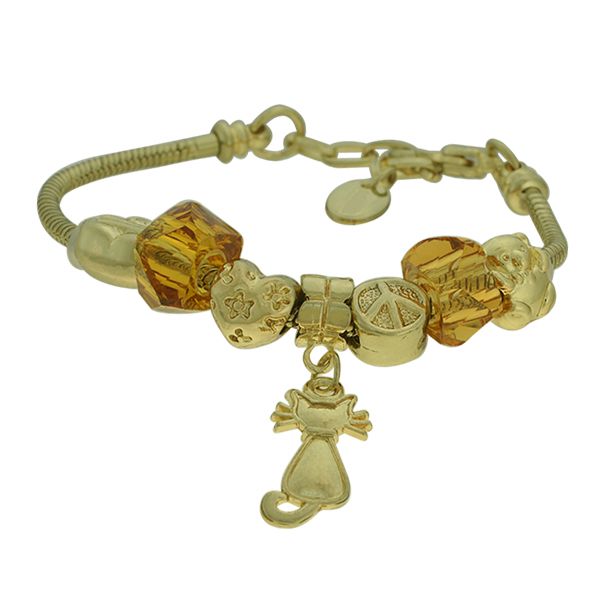 Pulseira Beloque Cristal Lesprit K03882-50560 Dourado Marrom