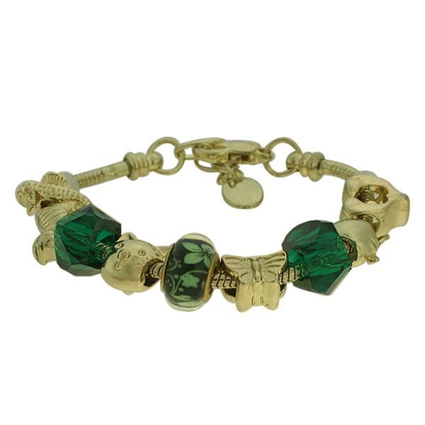 Pulseira Beloque Cristal Lesprit K03882-50640 Dourado Verde