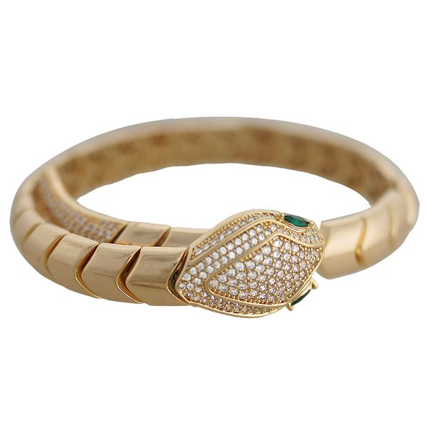 Bracelete Cobra Zircônia Lesprit 6009502 Dourado Cristal