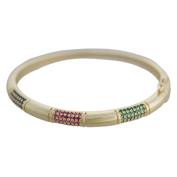 Bracelete Zircônia Lesprit B00070 Dourado Colorido