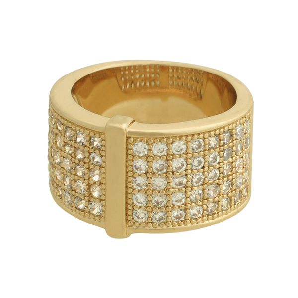 Anel Zircônia Lesprit 00031 Dourado Cristal