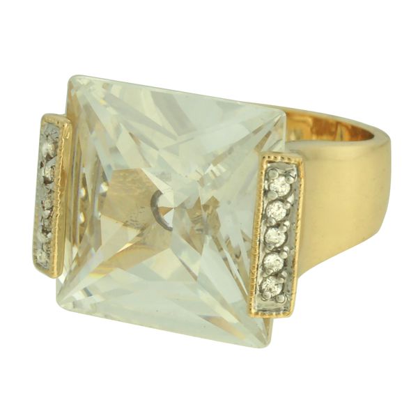 Anel Zircônia Lesprit 00036 Dourado Cristal