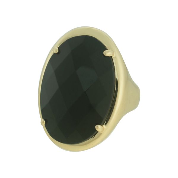 Anel Pedra Onix Lesprit 00043 Dourado Preto