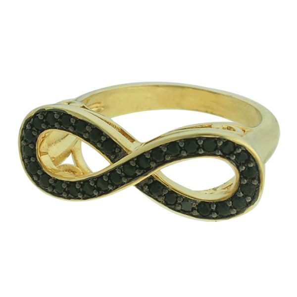 Anel Zircônia Lesprit DAE4871 Dourado Preto