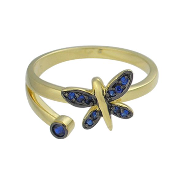 Anel Zircônia Lesprit DAE5901 Dourado Azul