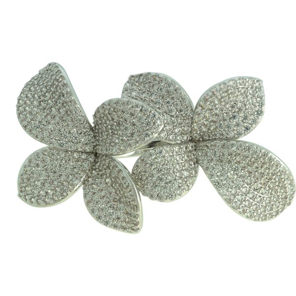 Anel Flor Zircônia Lesprit 6013371 Ródio Cristal