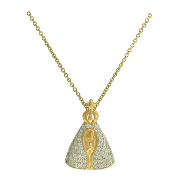 Colar Nossa Senhora Zircônia Lesprit 00009 Dourado Cristal