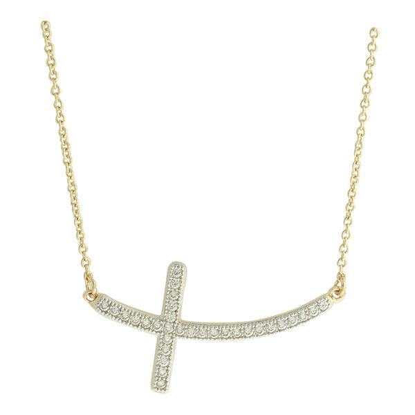 Colar Crucifixo Zircônia Lesprit 00014 Dourado Cristal