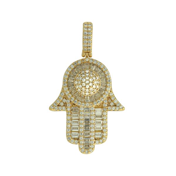 Pingente Mão de Hamsa Zircônia Lesprit 6010978 Dourado Cristal