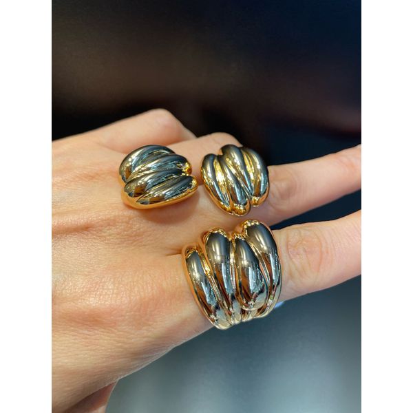 Conjunto Brinco e Anel Metal Lesprit 6013526 Dourado