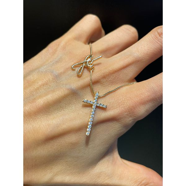 Colar Fé Crucifixo Zircônia Lesprit 6814277 Dourado Cristal