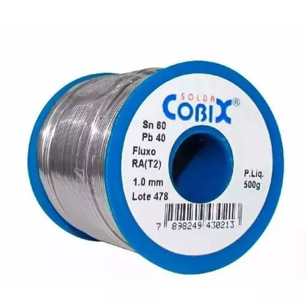 Solda Estanho 60x40 1mm C/ Fluxo Rolo 500g Cobix
