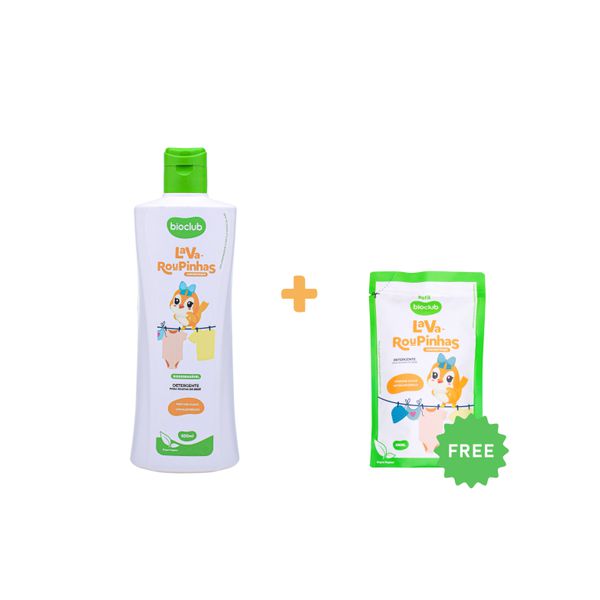 Lava Roupas Concentrado Detergente Natural + REFIL GRÁTIS - Lava Roupinhas Bioclub® 500ml