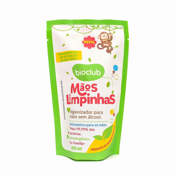 REFIL Higienizador de Mãos Sem Álcool - Mãos Limpinhas Bioclub® 200ml