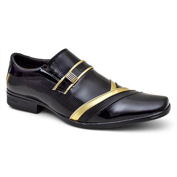 Sapato Social Brandon Preto Dourado