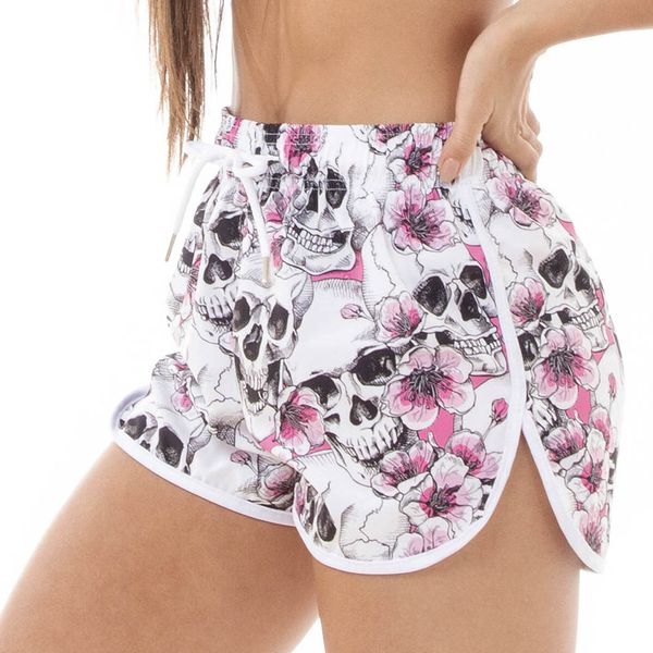 Shorts Feminino Praia Caveira Tropical Black Beast